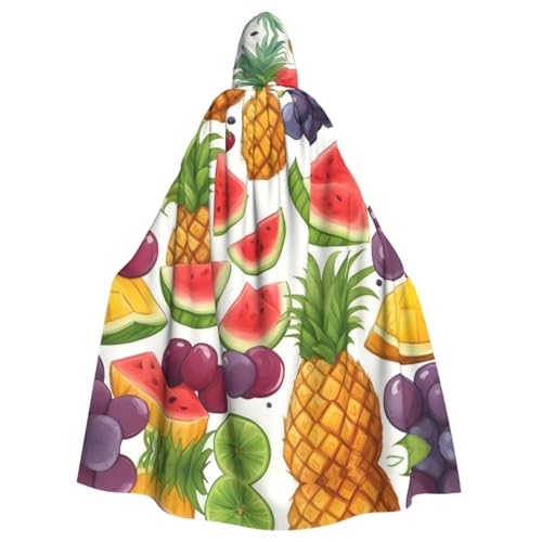 ERSDWRE Fresh Juicy Fruits Ananas Beeren Traube Orange Robe Kapuzenumhang Halloween Mittelalter Umhang Zauberer Umhang Schwarzer Umhang Hexenkostüm für Erwachsene von ERSDWRE