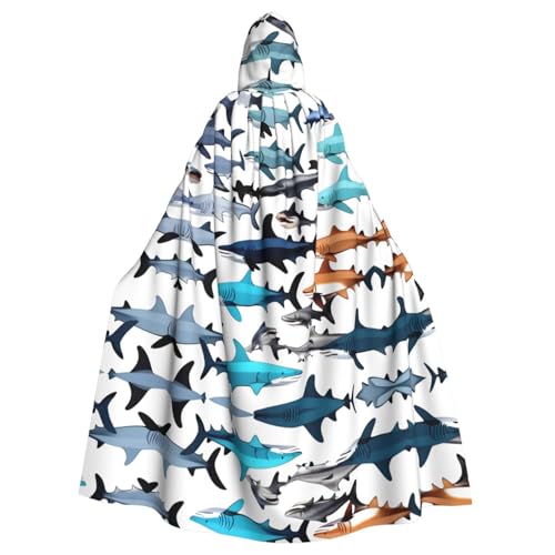 ERSDWRE Halloween-Kapuzenumhang mit Haifischmuster für Männer und Frauen, Kapuzenumhang für Mittelalter-Umhang, Kostüme, Cosplay ERSDWRE Halloween-Kapuzenumhang mit Haifischmuster für Männer und Frauen, Kapuzenumhang für Mittelalter-Umhang, Kostüme, Cosplay von ERSDWRE