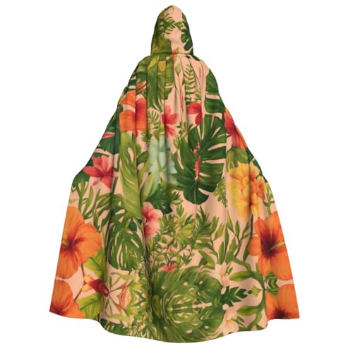 ERSDWRE Hojas Tropicales Y Flores Unisex Kapuzenumhang für Halloween Cosplay Kostüme Robe Karneval Hexe Vampir von ERSDWRE