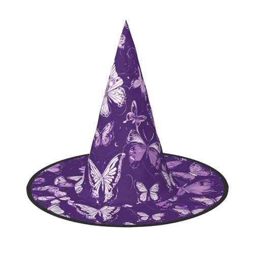 ERSDWRE Lila Schmetterlinge Blumen Halloween Hexenhüte Halloween Party Dekorationen für Erwachsene Hexenkostüm Zubehör von ERSDWRE