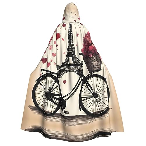 ERSDWRE Love Paris Turm Kaffee Wein Parfüm Fahrrad Herz Unisex Kapuzenumhang Umhang für Halloween Cosplay Kostüme Robe Karneval Hexe Vampir von ERSDWRE