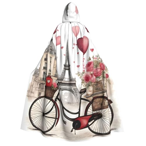 ERSDWRE Love Paris Turm Kaffee Wein Parfüm Fahrrad Herz Unisex Kapuzenumhang Umhang für Halloween Cosplay Kostüme Robe Karneval Hexe Vampir von ERSDWRE