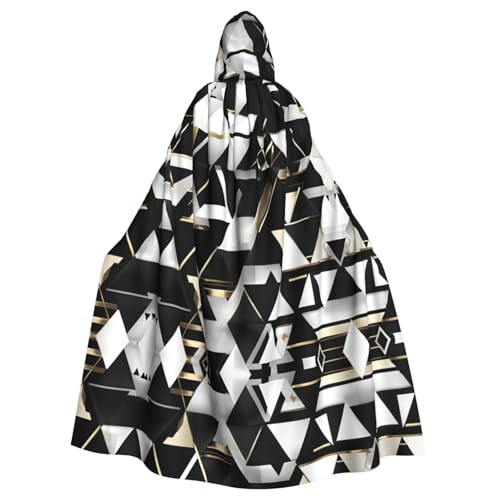 ERSDWRE Modischer, moderner schwarz-weiß-goldener Dreiecks-Druck, Halloween-Kapuzenumhang für Männer und Frauen, Kapuzenumhang für Mittelalter-Umhang, Kostüme, Cosplay ERSDWRE Modischer, moderner schwarz-weiß-goldener Dreiecks-Druck, Halloween-Kapuzenumhang für Männer und Frauen, Kapuzenumhang für Mittelalter-Umhang, Kostüme, Cosplay von ERSDWRE