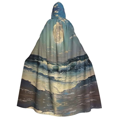 ERSDWRE Moon And Sea Unisex Kapuzenumhang Umhang für Halloween Cosplay Kostüme Robe Karneval Hexe Vampir von ERSDWRE