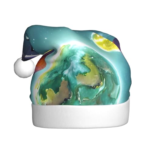 ERSDWRE Niedlicher Planeten-Weihnachtsmütze, Weihnachtsmannmütze, Erwachsene, Weihnachtsmütze für Neujahr, festliche Party, Kopfschmuck, Zubehör von ERSDWRE