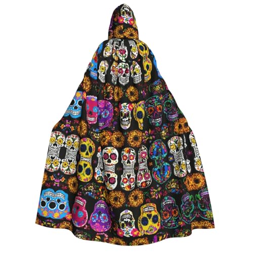 ERSDWRE Rosen-Totenkopf-Umhang mit Kapuze, Unisex, für Halloween, Cosplay, Kostüme, Robe, Karneval, Hexe, Vampir von ERSDWRE