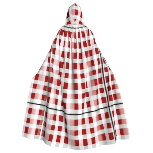 ERSDWRE Roter karierter weißer Quadrate-Druck, Halloween-Kapuzenumhang für Männer und Frauen, Kapuzenumhang für Mittelalter-Umhang, Kostüme, Cosplay ERSDWRE Roter karierter weißer Quadrate-Druck, Halloween-Kapuzenumhang für Männer und Frauen, Kapuzenumhang für Mittelalter-Umhang, Kostüme, Cosplay von ERSDWRE