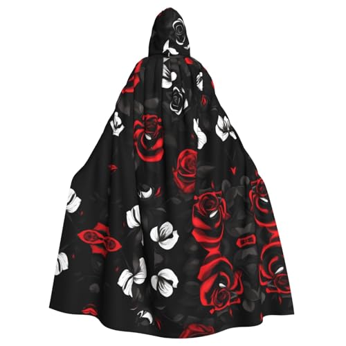 ERSDWRE Schwarz-weiße und rote Rosen-Druck, Halloween-Kapuzenumhang für Männer und Frauen, Kapuzenumhang für Mittelalter-Umhang, Kostüme, Cosplay ERSDWRE Schwarz-weiße und rote Rosen-Druck, Halloween-Kapuzenumhang für Männer und Frauen, Kapuzenumhang für Mittelalter-Umhang, Kostüme, Cosplay von ERSDWRE