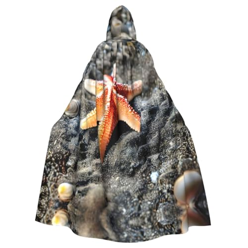 ERSDWRE Sommer Sea Star Muschel Robe Kapuzenumhang Halloween Mittelalter Umhang Zauberer Umhang Schwarzer Umhang Erwachsenenkostüm Hexenkostüm von ERSDWRE