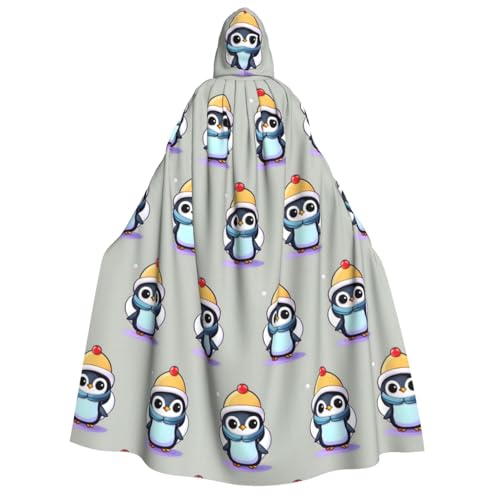 ERSDWRE Süßer Pinguin-Druck, Unisex, Kapuzenumhang für Halloween, Cosplay, Kostüme, Robe, Karneval, Hexe, Vampir von ERSDWRE