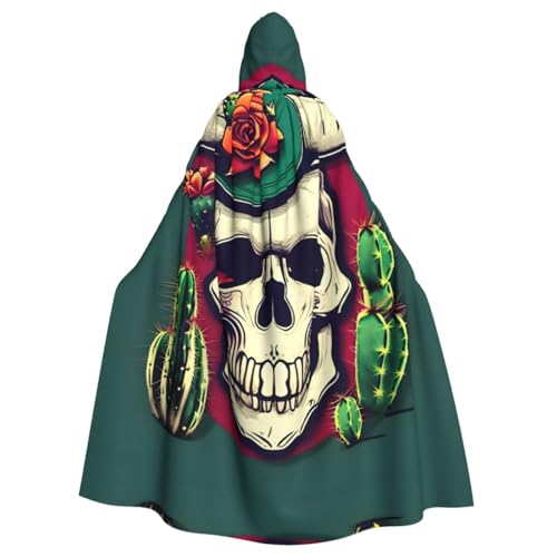 ERSDWRE Totenkopf des Stiers Robe Kapuzenumhang Halloween Mittelalter Umhang Zauberer Umhang Schwarzer Umhang Hexenkostüm für Erwachsene von ERSDWRE