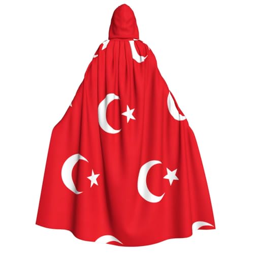 ERSDWRE Umhang mit Kapuze, Motiv: Flagge der Türkei, Unisex, für Halloween, Cosplay, Kostüme, Robe, Karneval, Hexe, Vampir von ERSDWRE