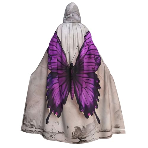 ERSDWRE Umhang mit Kapuze, Schmetterlings-Motiv, Unisex, für Halloween, Cosplay, Kostüme, Robe, Karneval, Hexe, Vampir, Violett von ERSDWRE