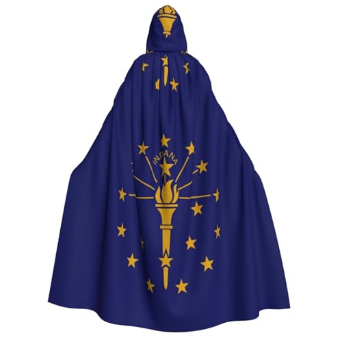 ERSDWRE Umhang mit Kapuze Indiana Staatsflagge, Unisex, für Halloween, Cosplay, Kostüme, Robe, Karneval, Hexe, Vampir von ERSDWRE