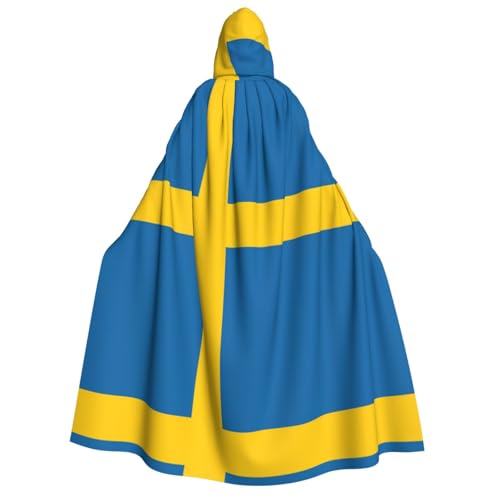 ERSDWRE Umhang mit schwedischer Flagge, Unisex, mit Kapuze, für Halloween, Cosplay, Kostüme, Robe, Karneval, Hexe, Vampir von ERSDWRE