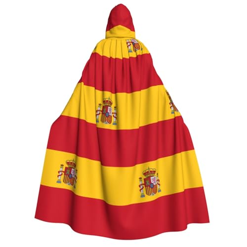 ERSDWRE Umhang mit spanischer Flagge, Unisex, mit Kapuze, für Halloween, Cosplay, Kostüme, Robe, Karneval, Hexe, Vampir von ERSDWRE