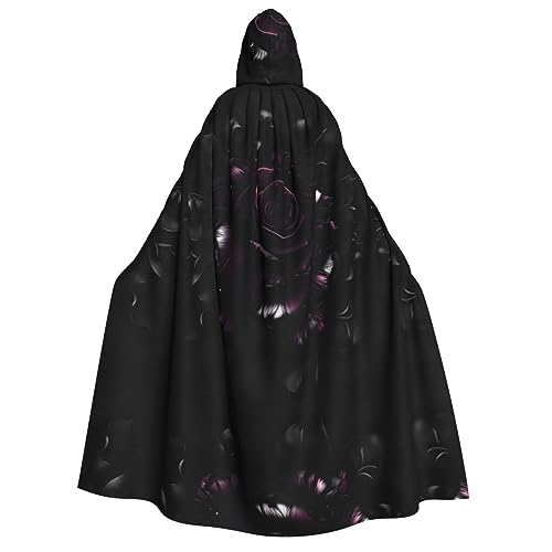 ERSDWRE Unisex Kapuzenumhang mit Gothic-Rosen-Druck, für Halloween, Cosplay, Kostüme, Robe, Karneval, Hexe, Vampir von ERSDWRE