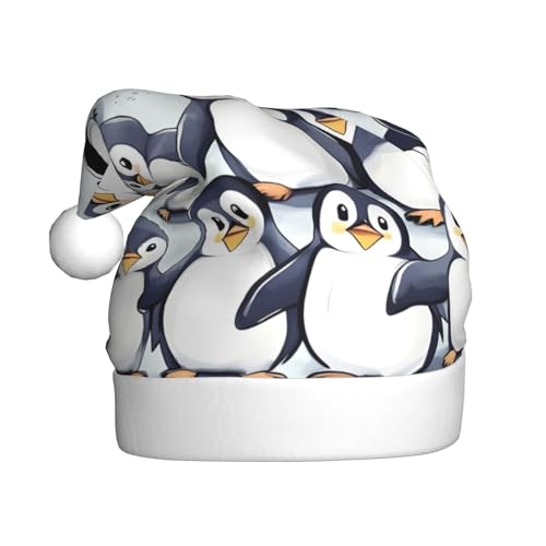 ERSDWRE Viele niedliche Baby-Pinguine, Weihnachtsmütze, Weihnachtsmannmütze, Erwachsene, Weihnachtsmütze für Neujahr, festliche Party, Kopfschmuck, Zubehör von ERSDWRE