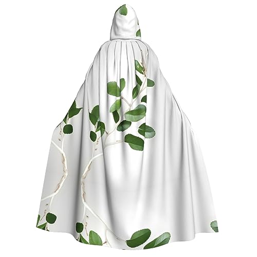 ERSDWRE Weißer natürlicher grüner Zweig-Umhang mit Kapuze, Unisex, Umhang für Halloween, Cosplay, Kostüme, Robe, Karneval, Hexe, Vampir von ERSDWRE