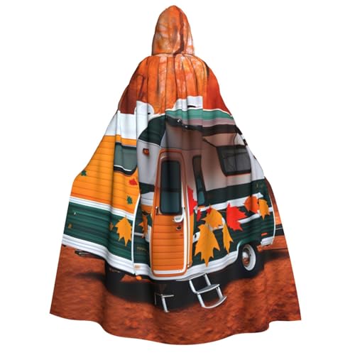 ERTTNT Happy Fall Camper Blattdruck Uni Halloween Maskeraden Kostüm Kapuzenumhang Umhang Umhang Übergroße Cosplay Messen mehr von ERTTNT