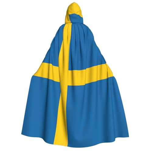 ERTTNT Kapuzenumhang mit schwedischer Flagge, leichter Umhang für Cosplay, Karneval, Maskerade, Vampir-Kostüme von ERTTNT