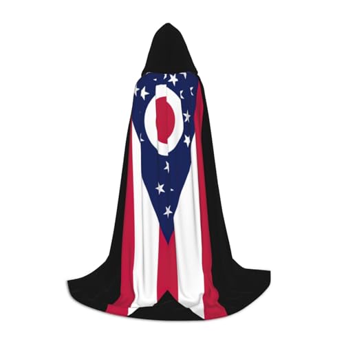 ERTTNT Ohio Umhang mit Staatsflagge, Uni, Halloween-Kapuzenumhang, Erwachsenen-Party-Kostüm mit Umhang für Karneval von ERTTNT