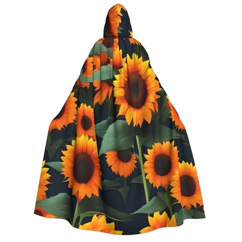 ERTTNT Orangefarbener Sonnenblumen-Druck, Uni, Halloween-Kostüm, Kapuzenumhang, Umhang, Übergröße, Cosplay, Messen mehr von ERTTNT