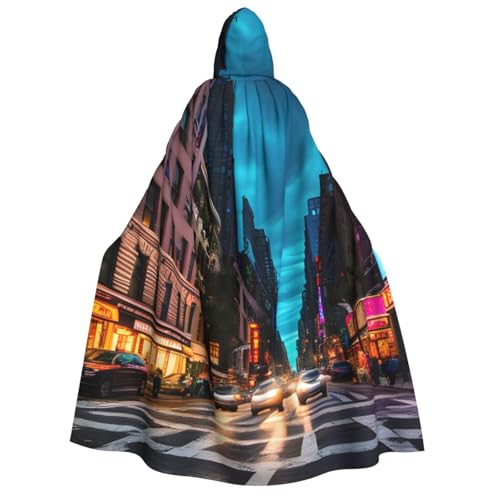 ERTTNT Streets Of New York City Print Uni Halloween Maskerades Kostüm Kapuzenumhang Umhang Umhang Oversized Cosplay Messen Mehr von ERTTNT