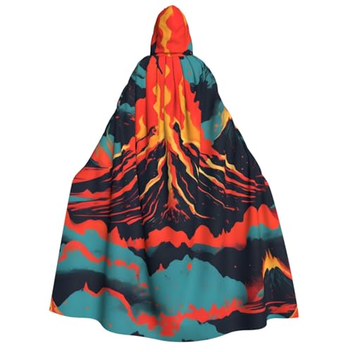 ERTTNT Volcano Print Uni Halloween Maskerades Kostüm Kapuzenumhang Umhang Umhang Übergroße Cosplay Messen Mehr von ERTTNT