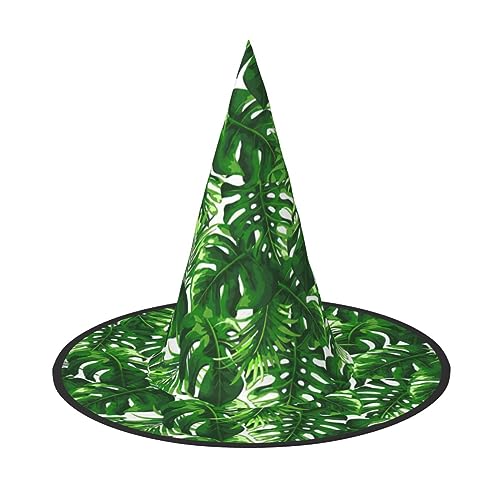 Monstera Deliciosa Banane Palme Print Rave Hexenhut Karneval Halloween Hut für Partys Maskeraden und Kostümveranstaltungen von ERTTNT