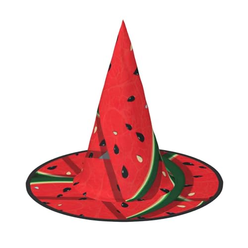 Roter Wassermelonen-Druck, Rave-Hexenhut, Karneval, Halloween, Hut für Partys, Maskeraden und Kostümveranstaltungen von ERTTNT