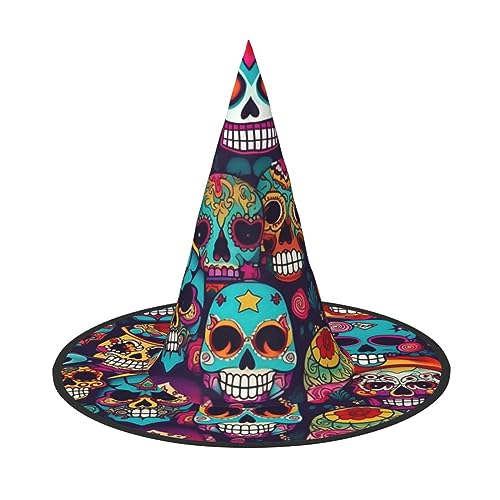 Sugar Skulls Print Rave Hexenhut Karneval Halloween Hut für Partys Maskeraden und Kostümveranstaltungen von ERTTNT