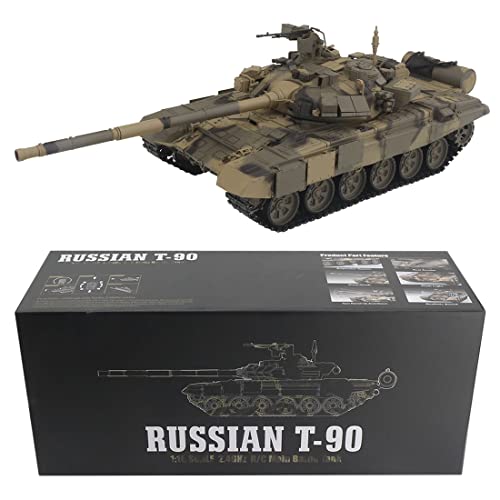 ERTY Ferngesteuerter Panzer Russischer T90 Kampfpanzer 1:16 2.4G RC Panzer mit Schussfunktion Rauch Sound Licht, Modellbau Panzer Militär Panzer Spielzeug, 65 x 23,5 x 18 cm von ERTY