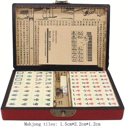 ERVDKXCOI Majong Set, Kacheln Mahjong Set Portable Chinese T MahJongg-Fliesen-Set, chinesisches Spielzeug mit Aufbewahrungsbox, interessante Mahjong-Sets(Large) von ERVDKXCOI