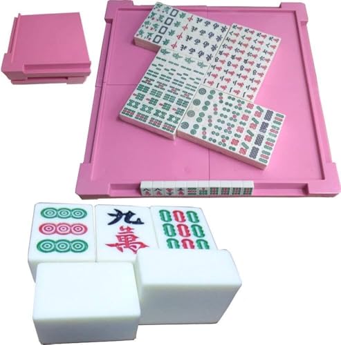 ERVDKXCOI Majong Set, Kacheln Mahjong Set Portable Chinese T Mahjong-Set Mini 27 mm Mahjong Mahjong-Set Versammlungs-Partyspiel Traditionelles Spiel mit Mini-Tisch von ERVDKXCOI