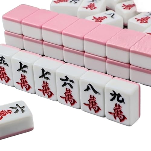 ERVDKXCOI Majong Set, Kacheln Mahjong Set Portable Chinese T Mahjong mit 144 gravierten Spielsteinen, Unterhaltungs-Haushalts-Handmahjong for Mahjong-Spielsteine ​​im chinesischen Stil von ERVDKXCOI