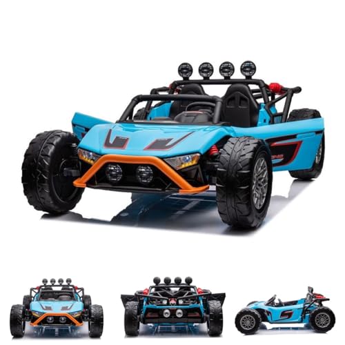 ES-TOYS Kinder Elektroauto Buggy 168 Zweisitzer Eva-Reifen 2 Motoren bis 12 km/h, Farbe:blau von ES-TOYS