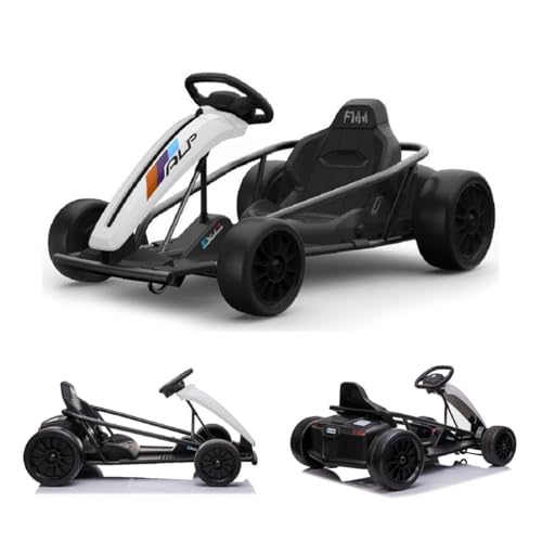 ES-TOYS Kinder Elektroauto e-Gokart mit 24V und Driftfunktion + 2X 12V9AH Akku und 2 Motoren (Weiss) von ES-TOYS