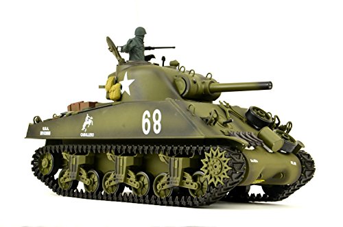 ES-TOYS Panzer Ferngesteuert mit Schussfunktion US M4A3 Sherman Heng Long 1:16 mit Rauch&Sound+2,4Ghz - Pro Edition - Metallgetriebe, Metallketten und Metallräder -V7.0 von ES-TOYS