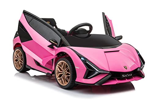 Elektro Kinderauto Lamborghini Sian - lizenziert - 12V Akku, 2 Motoren- 2,4Ghz Fernsteuerung, MP3, Ledersitz+Eva (Pink) von ES-TOYS