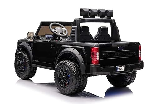 Elektro Kinderfahrzeug Ford Super Duty - lizenziert - 24V10A Akku und - 2,4Ghz + MP3 + Leder + Eva -Schwarz (Schwarz) von ES-TOYS