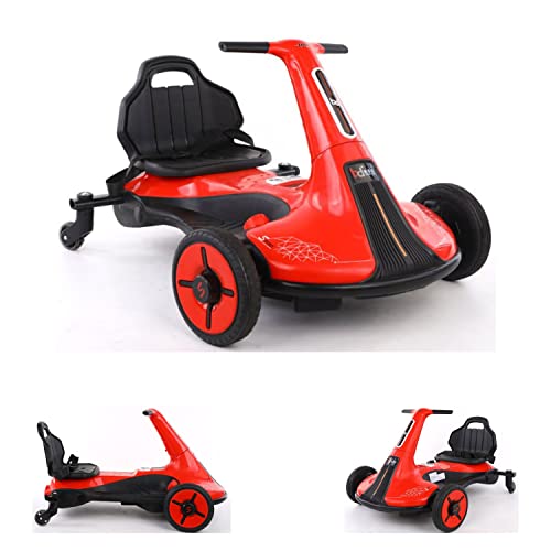 Kinder Elektroauto Drift-Cart mit 12V - 2x45W Motoren mit Musik und Bluetooth (Rot) von ES-TOYS