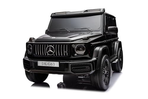 Kinderfahrzeug – Elektro Auto „Mercedes G63 AMG“ – Lizenziert –2 Sitzer- 24V 200W, Allrad- 2,4Ghz Fernsteuerung, MP3+Ledersitz+Eva (Schwarz) von ES-TOYS