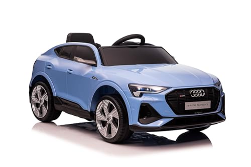 Kinderfahrzeug - Elektro Auto Audi E-Tron - lizenziert - 12V7AH Akku und 4 Motoren- 2,4Ghz + MP3 + Leder + Eva (Blau) von ES-TOYS