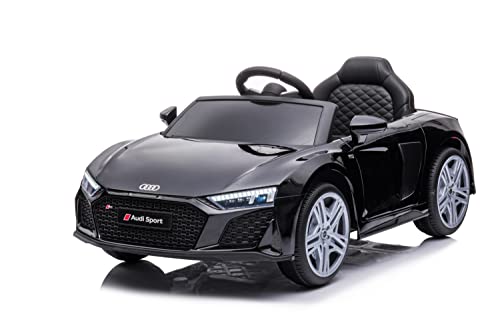 Kinderfahrzeug - Elektro Auto Audi R8 Spyder - lizenziert - 12V7AH Akku und 2 Motoren- 2,4Ghz + MP3 + Leder + Eva (Schwarz) von ES-TOYS