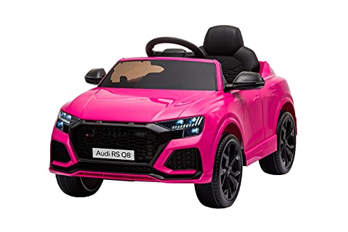 Kinderfahrzeug - Elektro Auto Audi RS Q8 - lizenziert - 12V7A Akku und 2 Motoren- 2,4Ghz + MP3 + Leder + Eva (Rosa) von ES-TOYS