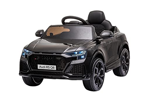 Kinderfahrzeug - Elektro Auto Audi RS Q8 - lizenziert - 12V7A Akku und 2 Motoren- 2,4Ghz + MP3 + Leder + Eva (Schwarz) von ES-TOYS