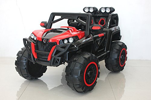 ES-TOYS Kinderfahrzeug - Elektro Auto Buggy 898" - 2X 12V7AH Akku und 4 Motoren- 2,4Ghz Ferngesteuert +MP3 (Rot) von ES-TOYS