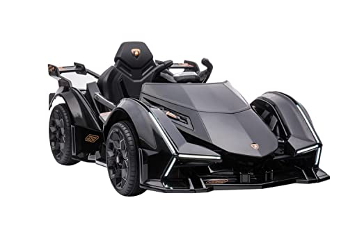 Kinderfahrzeug - Elektro Auto Lamborghini V12 Vision Gran Turismo - lizenziert - 12V7AH, 2 Motoren- 2,4Ghz Fernsteuerung, MP3, Ledersitz+Eva (Schwarz) von ES-TOYS