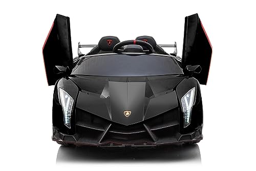 Kinderfahrzeug - Elektro Auto Lamborghini Veneno 615B - lizenziert - 12V7AH, 4 Motoren- 2,4Ghz Fernsteuerung, MP3, Ledersitz+Eva (Schwarz) von ES-TOYS